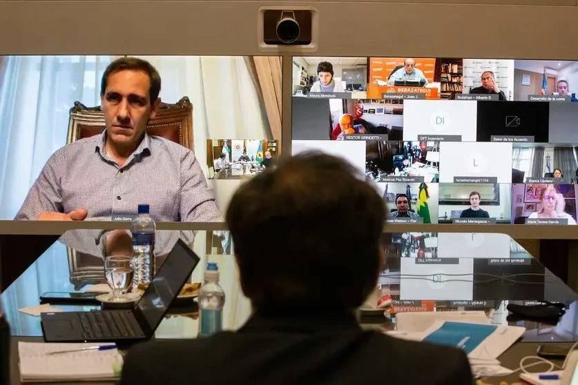 14 de julio de 2020. El gobernador de la provincia de Buenos Aires, Axel Kicillof, dialogo con intendentes a trav&eacute;s de una videoconferencia.
Foto: Mariano Sand&aacute;