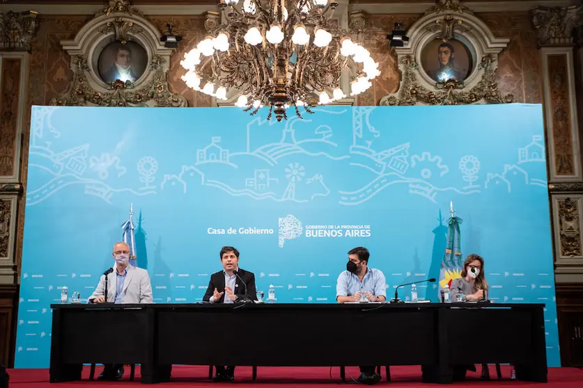6 de noviembre de 2020. El Gobernador de la Provincia de Buenos Aires, Axel Kicillof, encabezo el anuncio del pase de la provincia de ASPO A DSPO .
Foto: Mariano Sanda