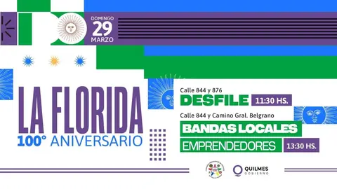 EL MUNICIPIO DE QUILMES INVITA A LAS Y LOS VECINOS A LOS FESTEJOS POR EL 100&ordm; ANIVERSARIO DE VILLA FLORIDA CON EL CIERRE A PURA CUMBIA DE LA SONORA MASTER 1