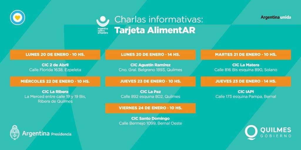 tarjeta alimentar quilmes cuatro medios