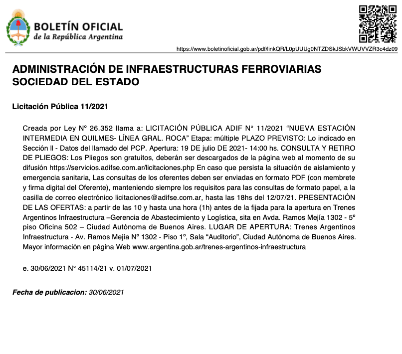 licitacion trenes quilmes