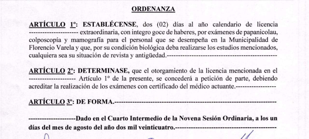 dias de licencia trabajadoras municipales varela