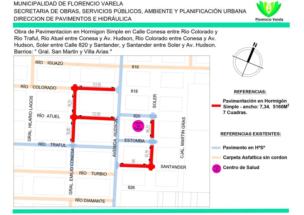 mapa obras de asfaltos varela